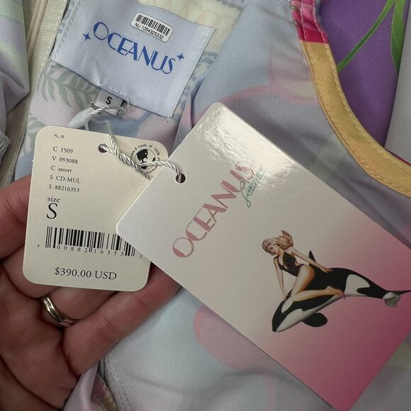 NWT Oceanus Camille Satin Midi Dress Colorful Tropical Floral Small - Picture 6 of 16